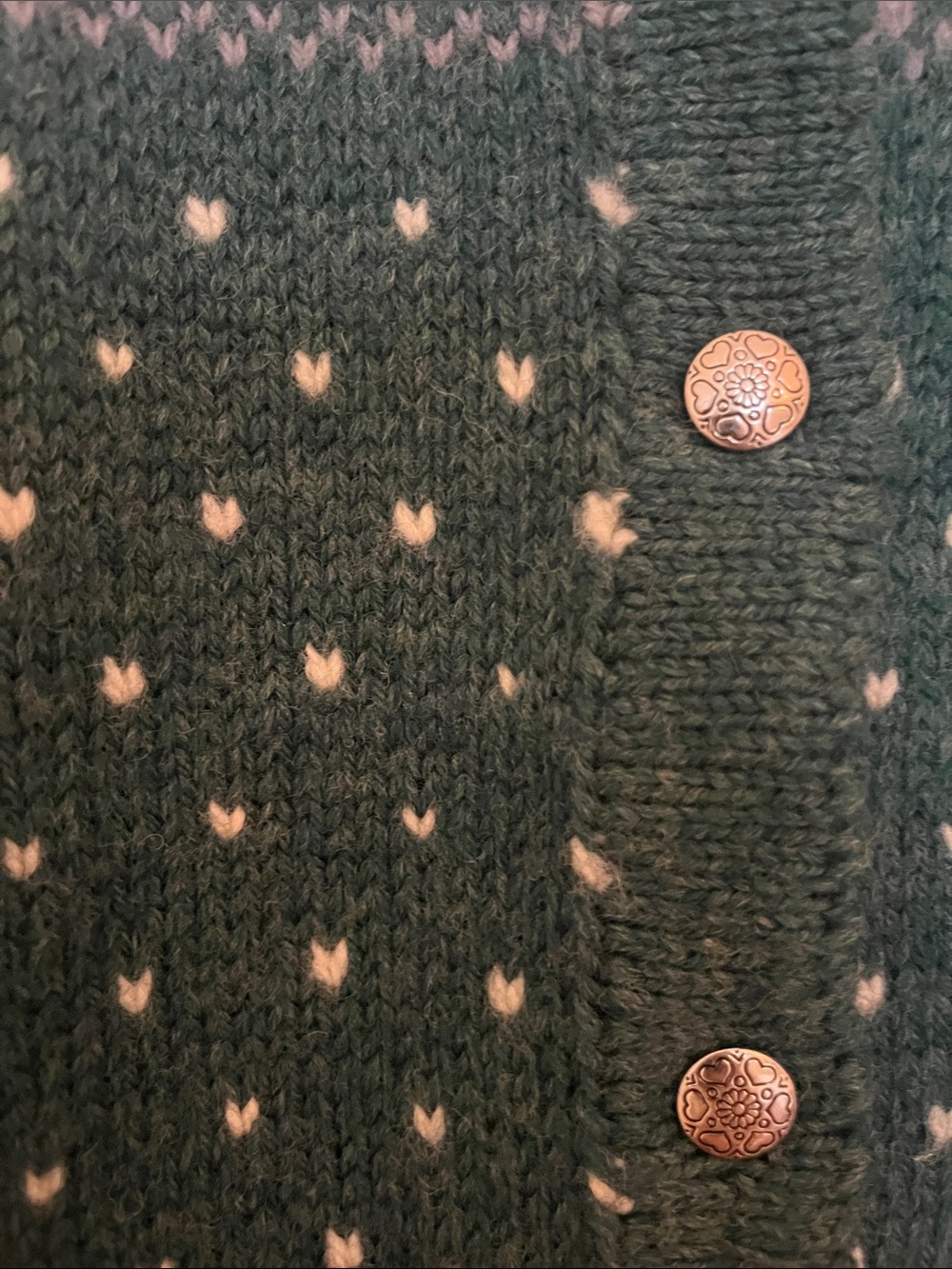 Forest Green Fair Isle Button-Front Cardigan Sweater - Picture 4 of 5